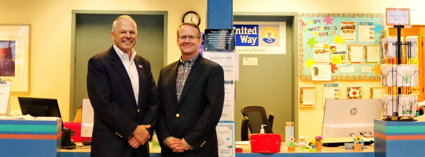 Tucker Kennedy, right, with Steve Thompson of Easterseals Central Illinois