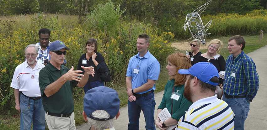 Tim Bartlett from the Urbana Park District explains The Wandell Sculpture Garden