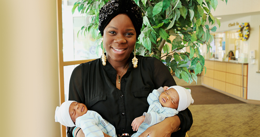 Mutiat Mabifa Rosenje with her newborn twins