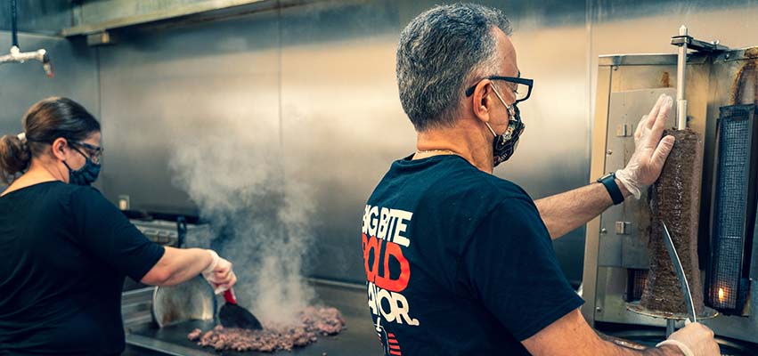 Inside the kitchen at Khoury's Cuisine in Peoria.