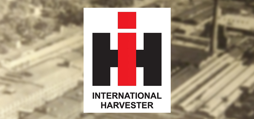 Old photo of International Harvester plant in Canton, IL and Logo