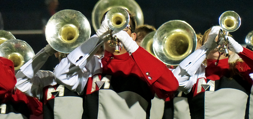 Brass section of the Morton marching band