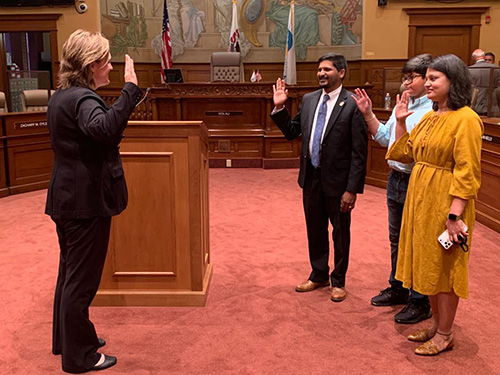 Dr. Kiran Velpula is sworn in at Peoria City Hall