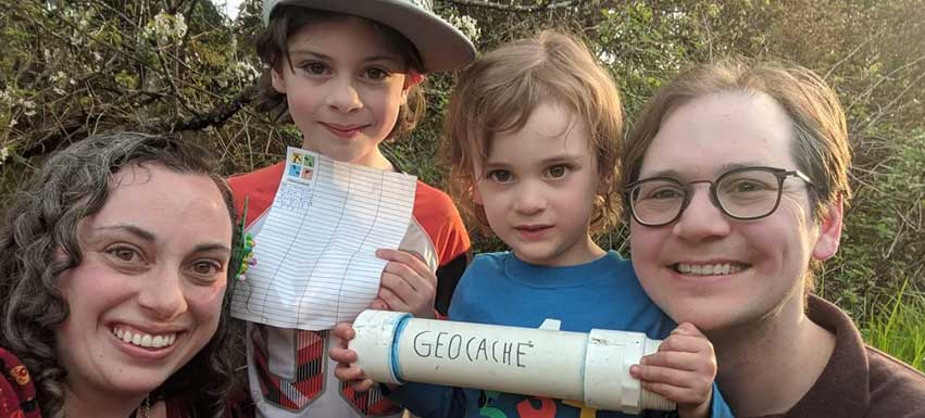 The Wren family on a geocaching adventure. 