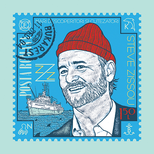 Berkley’s most popular print, “Can You Hear the Jack Whales Singing?”, depicts actor Bill Murray as the title character from The Life Aquatic with Steve Zissou.