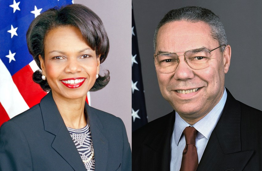 Colin Powell and Condoleeza Rice