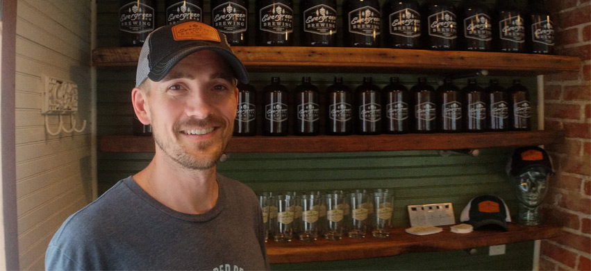Adam Sommer, founder and proprietor of Evergreen Farm Brewing in Metamora.