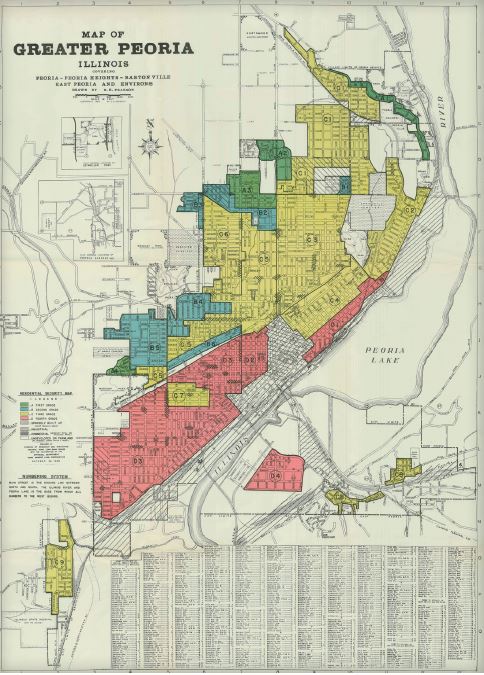 Peoria redlining map