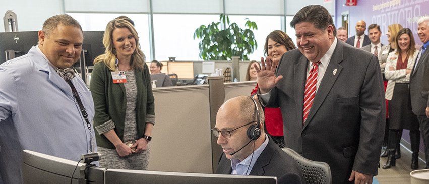 Dr. John Vozenilek with Gov. JB Pritzker at Jump Center