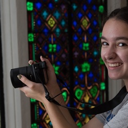 Graduating Richwoods High School senior and Giving Voice contributor Adeline Ferolo at the Scottish Rite Theatre. Photo by David Vernon