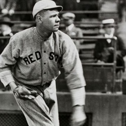 Black and White photo of Babe Ruth Pitching