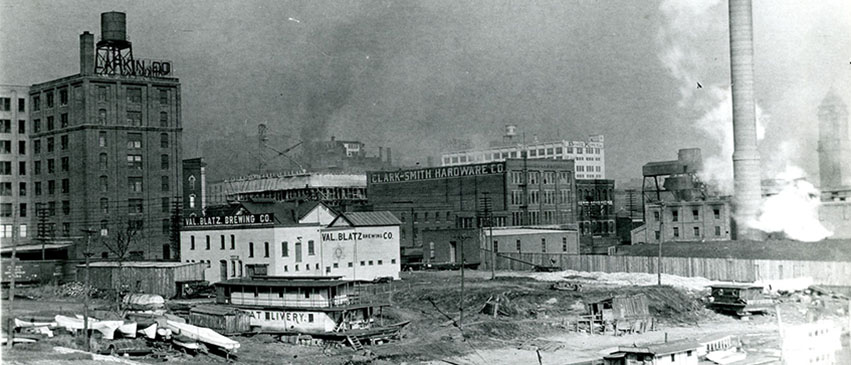 Shanties dotted Peoria's riverfront at the turn of the century.