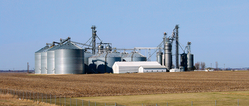 Tremont Co-Operative Grain Co. offers a combined storage capacity of 16 million bushels of grain at four facilities, including this grain elevator near I-155.