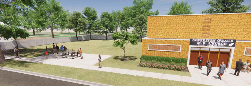 A rendering of POTENT Gratitude Park, new greenspace for families on Peoria’s Southside.
