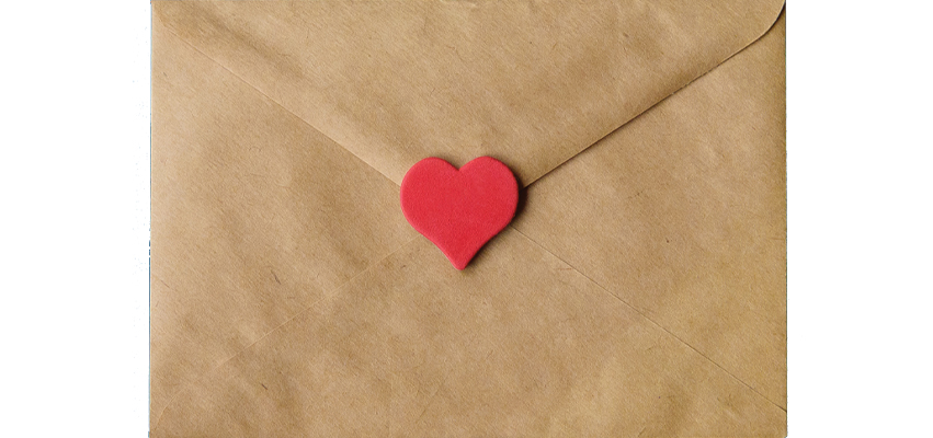 Back of a Brown Envelope with a red heart seal