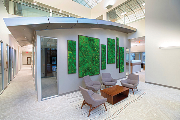 At Commerce Bank in Peoria, the use of natural light and artwork creates a connection to the outdoors.