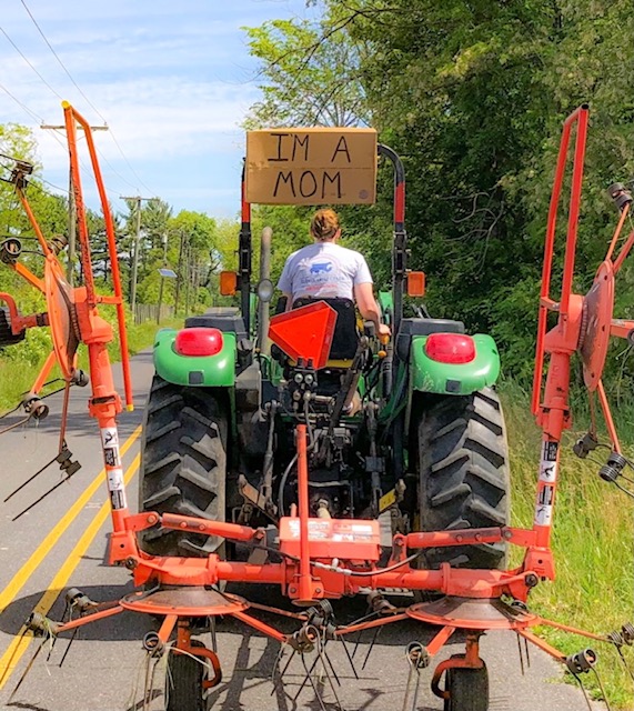 Farm tractor on road