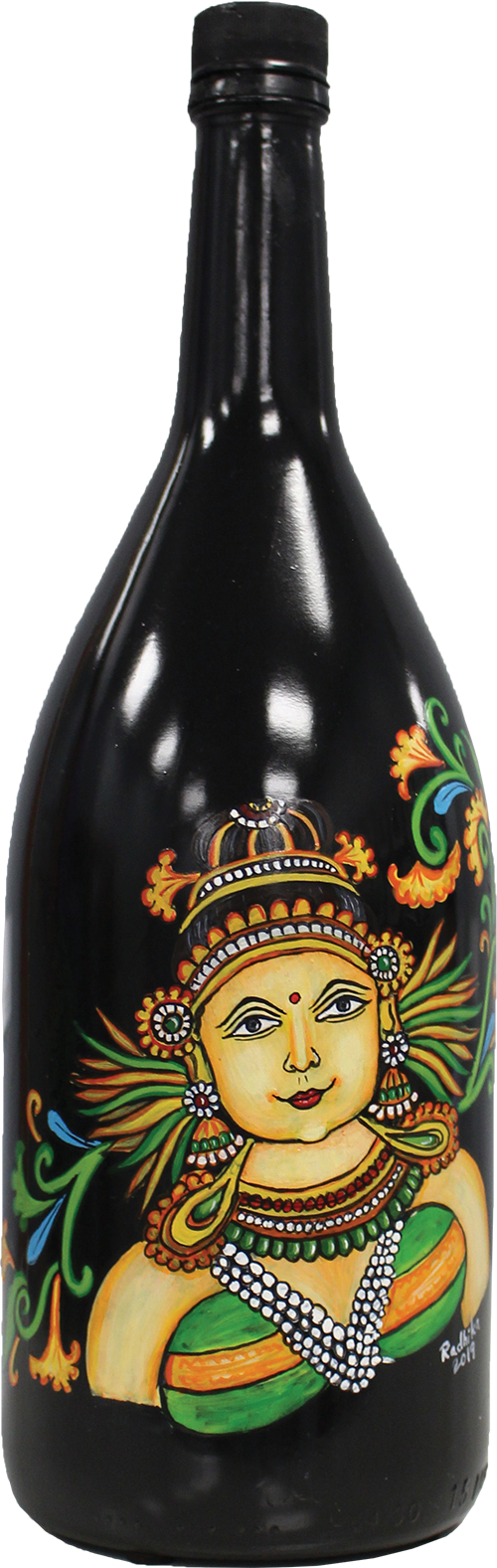 Radhika's artwork on a bottle