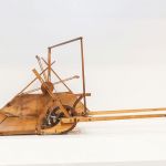 A model of Cyrus McCormick's mechanical reaper, for which he was granted a patent in 1834, on loan from the Peoria Ag Lab. He founded the McCormick Harvesting Machine Company, which later became part of International Harvester.