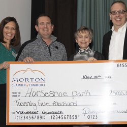 Leigh Ann Brown, Morton Chamber of Commerce executive director, with Joel Dickerson and Teressa Zobrist of the Morton Park District and Tim Mueller of Morton Community Bank