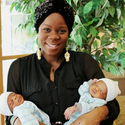 Mutiat Mabifa Rosenje with her newborn twins
