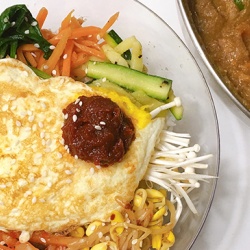 Bibimbap (meaning “mixed rice”) is one of Korea’s comfort foods.