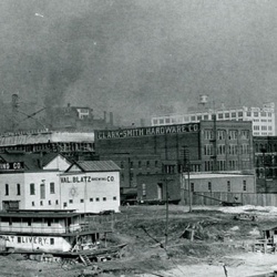 Shanties dotted Peoria's riverfront at the turn of the century.