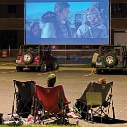 A drive-in movie theatre at Keller Station