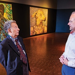 Artist Ken Hoffman with Bill Conger, Curator of Collections & Exhibitions at the Peoria Riverfront Museum, June 2, 2020. Photo by Jeffery Noble