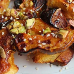 Roasted acorn squash with miso and ginger