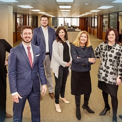 L-R: Elle Benway, J.D. Dalfonso and Joshua Albrecht of Discover Peoria; Jenn Gordon of ArtsPartners; Jan Wright, Mae Gilliland Wright and Jonathan Wright of Peoria Magazines