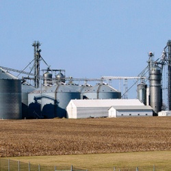 Tremont Co-Operative Grain Co. offers a combined storage capacity of 16 million bushels of grain at four facilities, including this grain elevator near I-155.