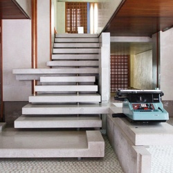 This iconic staircase, designed by Carlo Scarpa, is a focal point of the Olivetti Showroom in Venice, Italy. 