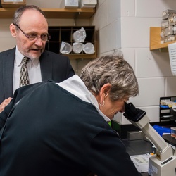 Diane with Dr. Michael J. Birrer, director of the UAMS Winthrop P. Rockefeller Cancer Institute and a leading research partner with The GCS Project.